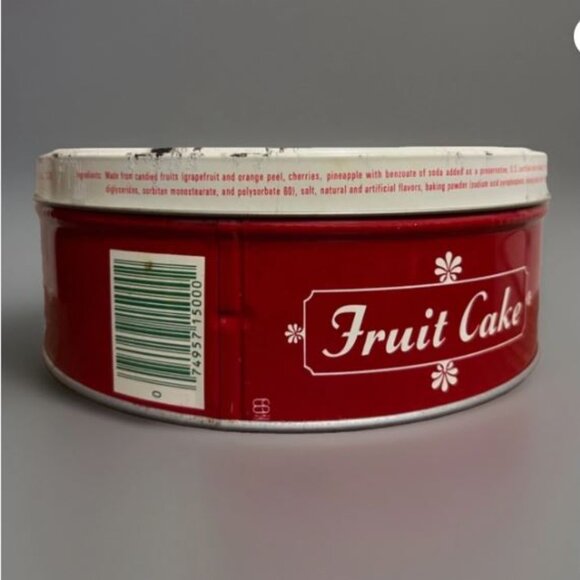 VTG Shirley Jean Fruit Cake Tin Christmas Holiday Winter Red Barn Baltimore MD - Picture 5 of 9